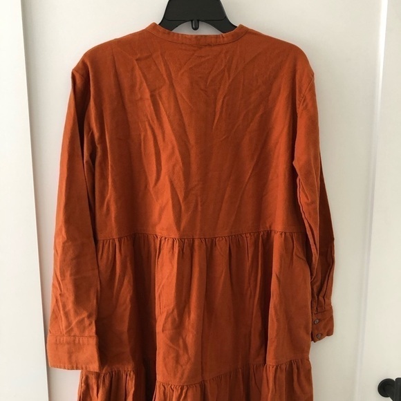 Madewell Flannel Fall Brown Nutmeg Rust Mini Dress M - Picture 11 of 12